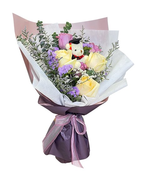 Lavender and Champagne Rose Graduation Bouquet