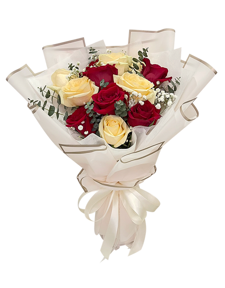 Scarlet Champagne Rose Bouquet