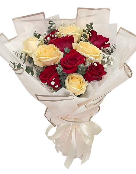 Scarlet Champagne Rose Bouquet