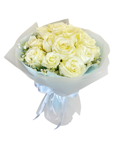 Sweet and Pure White Rose Bouquet