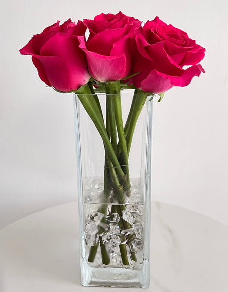 Elegant Red Rose in Tall Vases