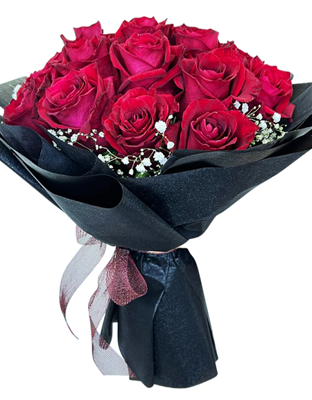 Eternal Love I Red Rose Bouquet in Black Wrapper