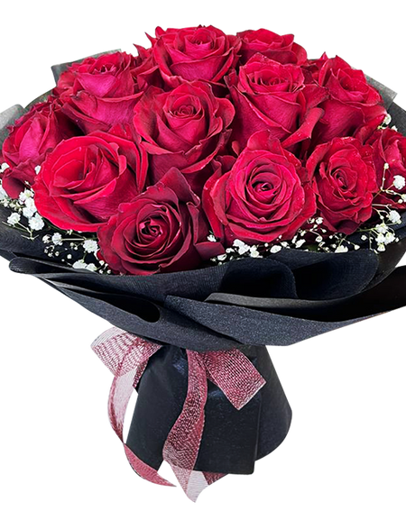 Eternal Love I Red Rose Bouquet in Black Wrapper