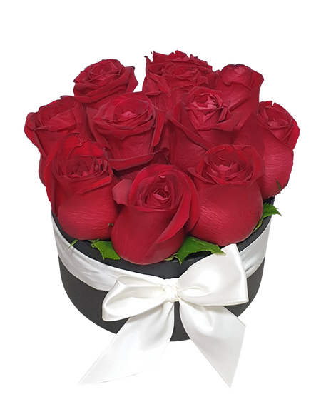 Gorgeous Red Rose in Bloom Box (round)