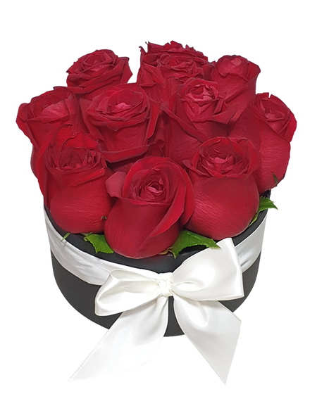 Gorgeous Red Rose in Bloom Box (round)