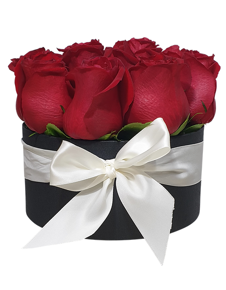 Gorgeous Red Rose in Bloom Box (round)