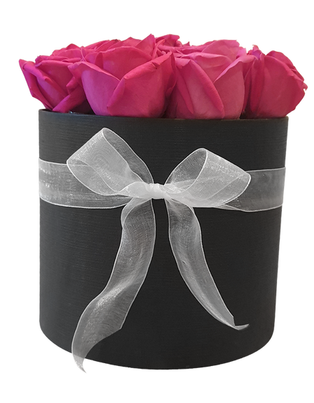 Luscious Pink Rose in Tall Circular Bloom Box
