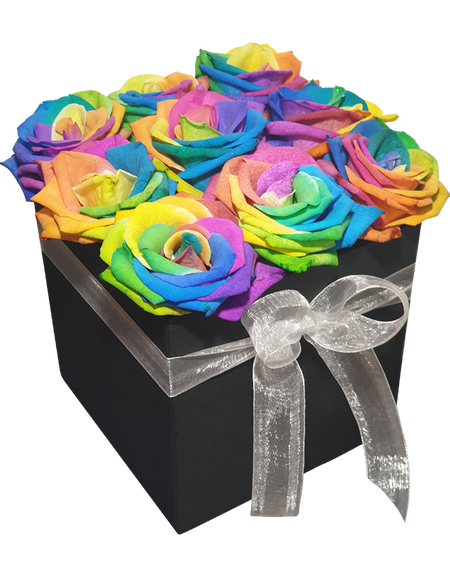 Rainbow Rose in Bloom Box