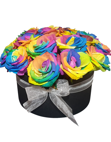 Rainbow Rose Bloom Box (Round)