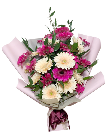 Fuschia Pink Peach Gerbera Bouquet