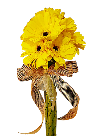 Stylised Yellow Mini Bouquet Gerbera