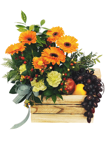 Sunny Gerbera Wellness Floral Fruit Crate