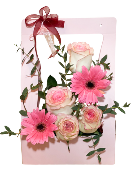 Pastel Pink Roses and Gerbera at the Window