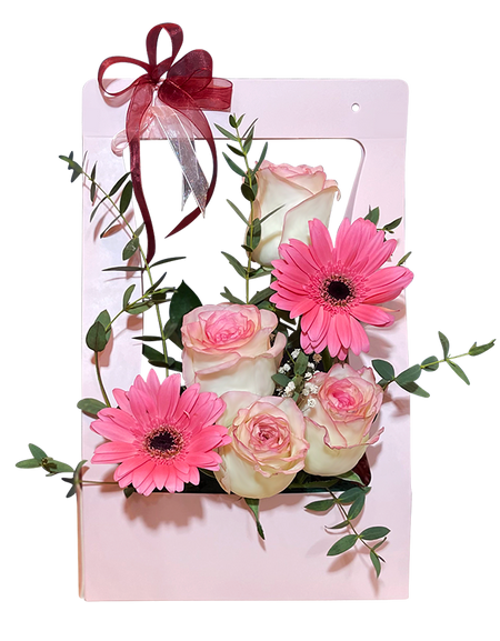 Pastel Pink Roses and Gerbera at the Window