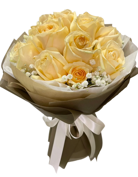 Elegant Light Champagne Rose Bouquet