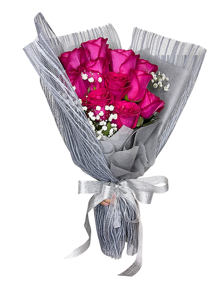 Luxurious Fuchsia Pink Rose Bouquet