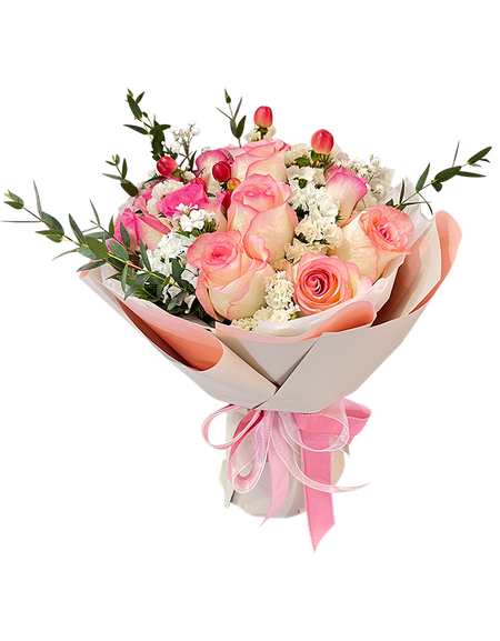 Two -Tone Blush Pink Rose Bouquet