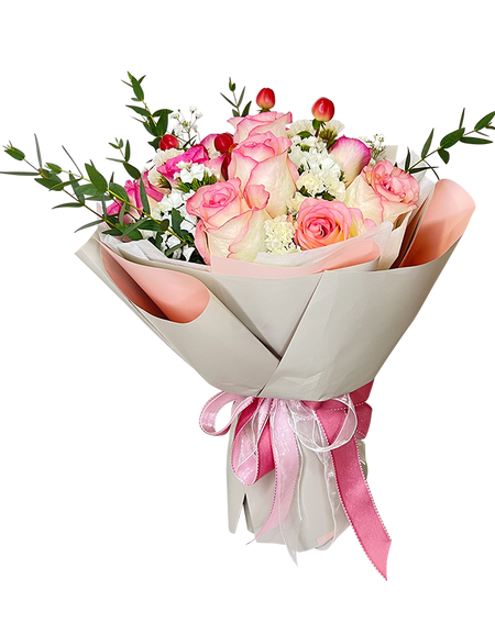 Two -Tone Blush Pink Rose Bouquet