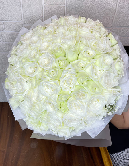 99 white roses bouquet - love forever