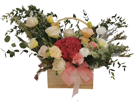 Rustic Pink Glow Wooden Bloom Box