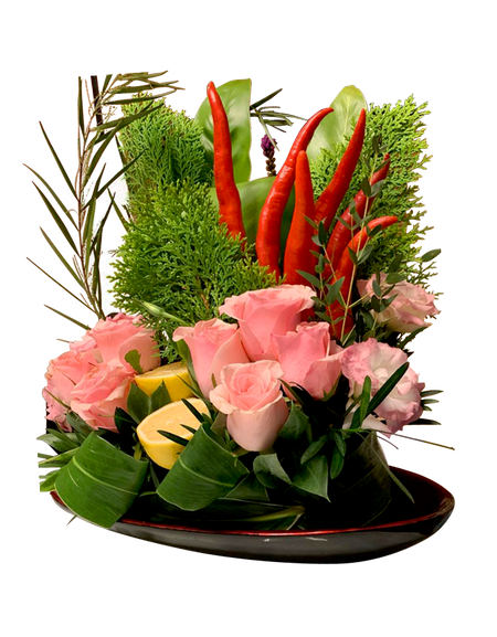 Pink Roses with fresh Chili