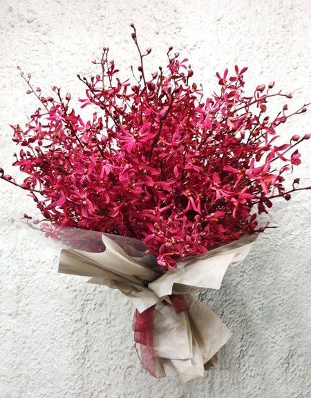Exotic Deluxe Red Mokara ( Red Orchid Bouquet)