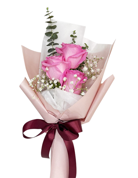 I Love You I 3 Vibrant Pink Rose Bouquet