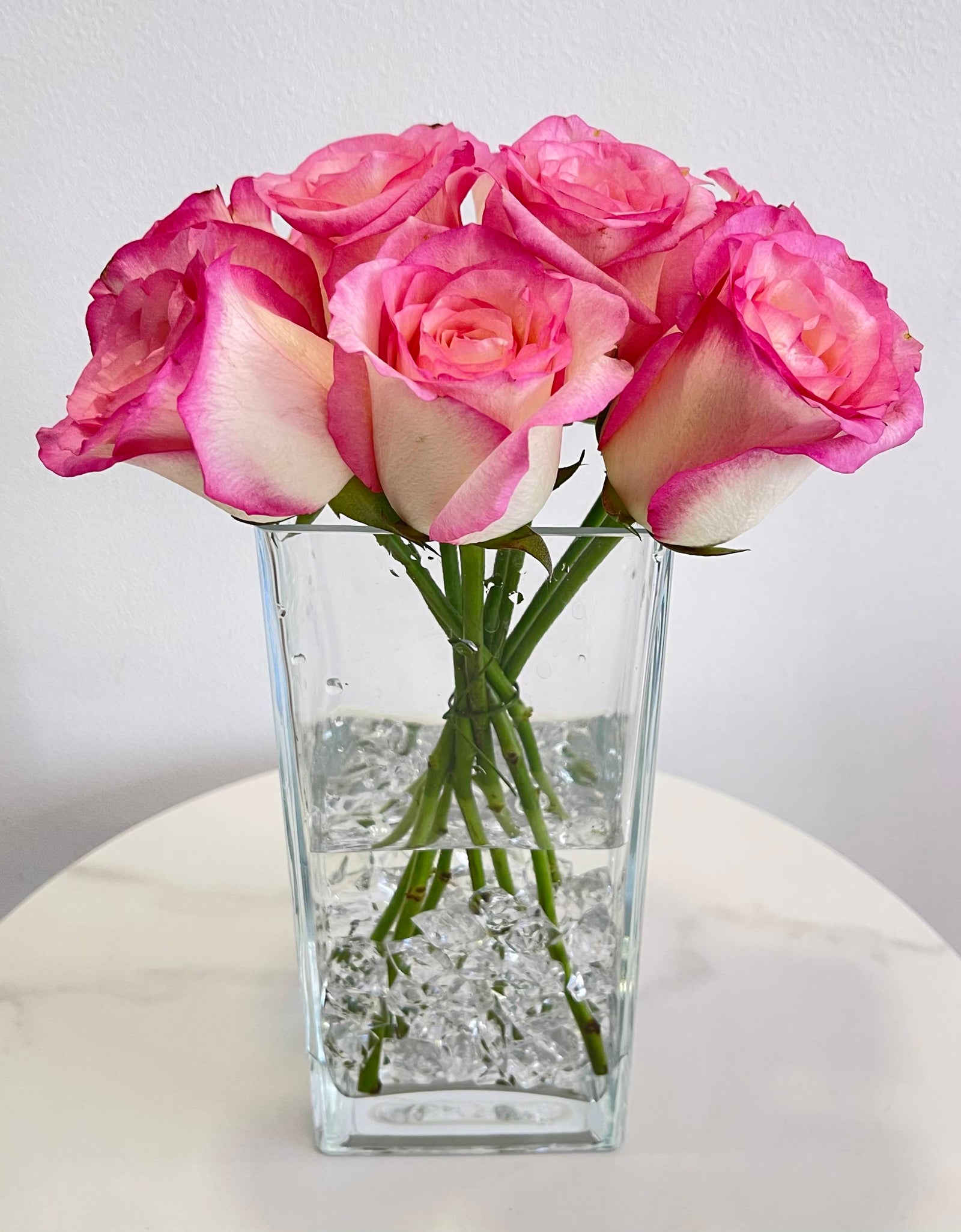 Elegant 2Tone Pink Rose in Tall Vase