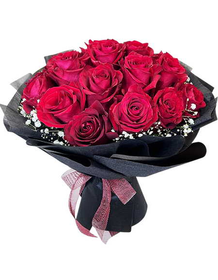 Eternal Love I Red Rose Bouquet in Black Wrapper