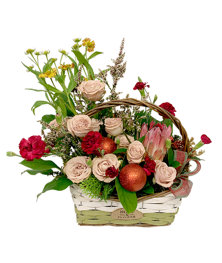 Festive Rose Mixed Floral Basket