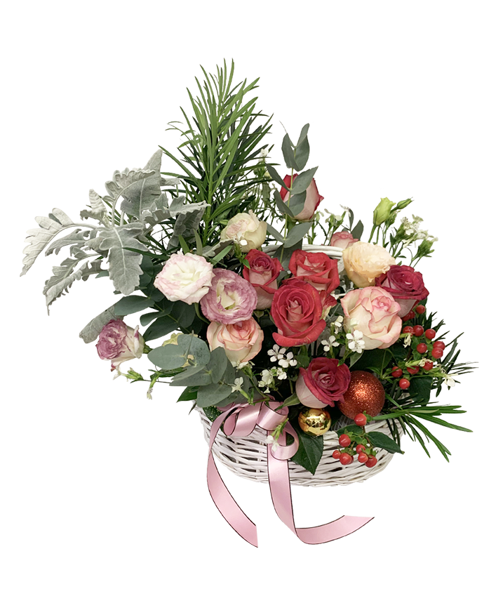 Yuletide Rouge Floral Basket