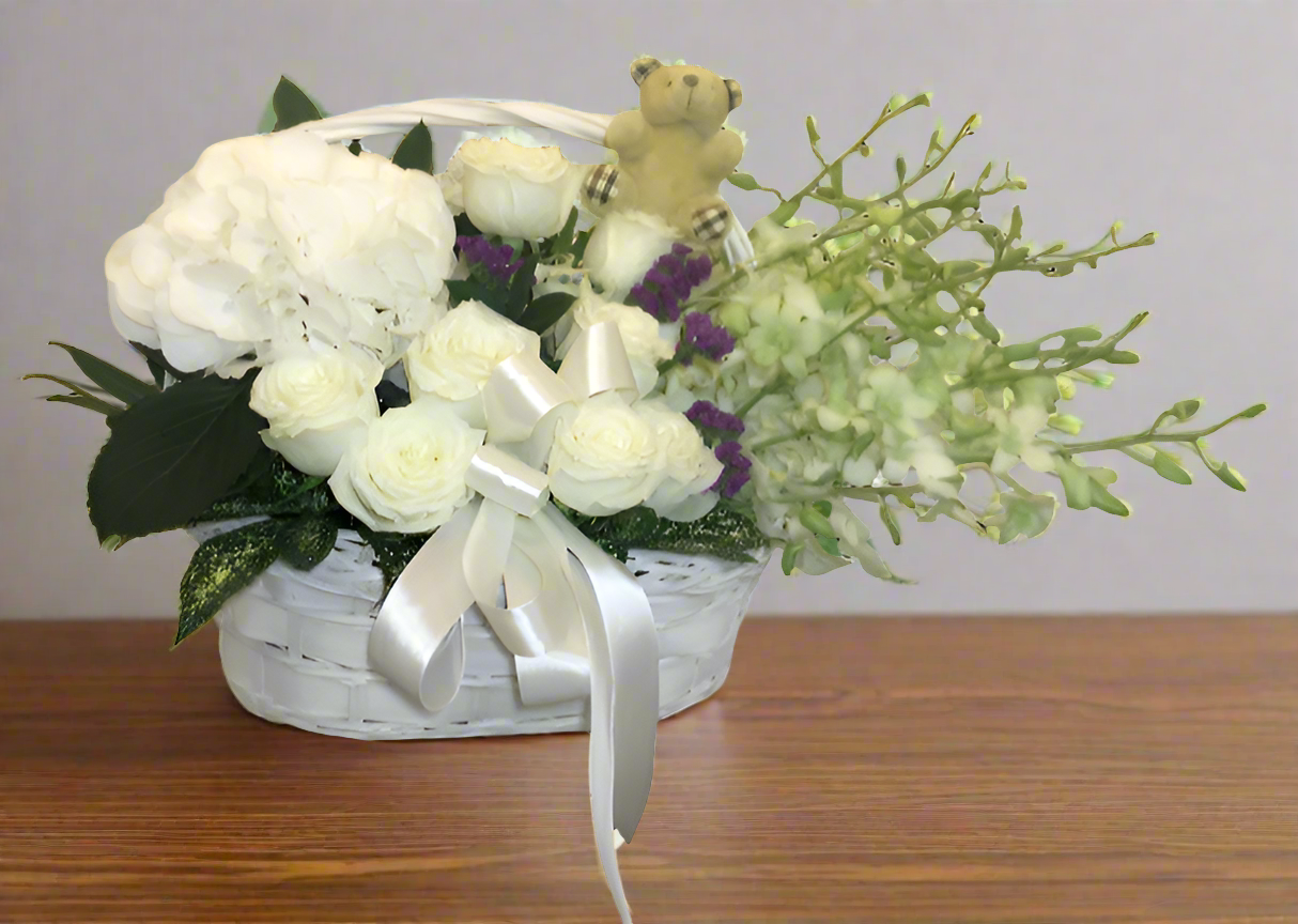 White Bloom Basket