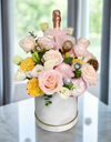 Festive Pastel Bloom Box with Bottega Rose Gold Pinot