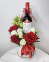 Red and White Rose Bloom Box with Wine