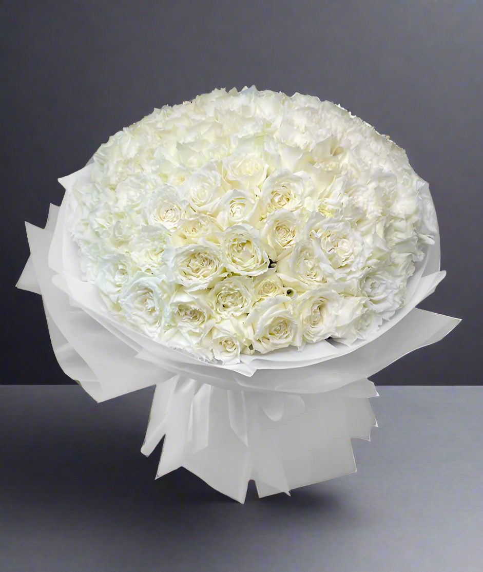 99 White Roses | Forever Love Grand Bouquet