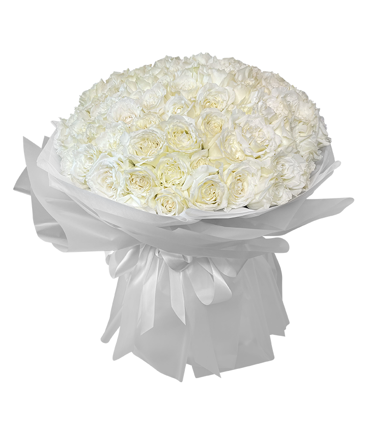 99 White Roses | Forever Love Grand Bouquet