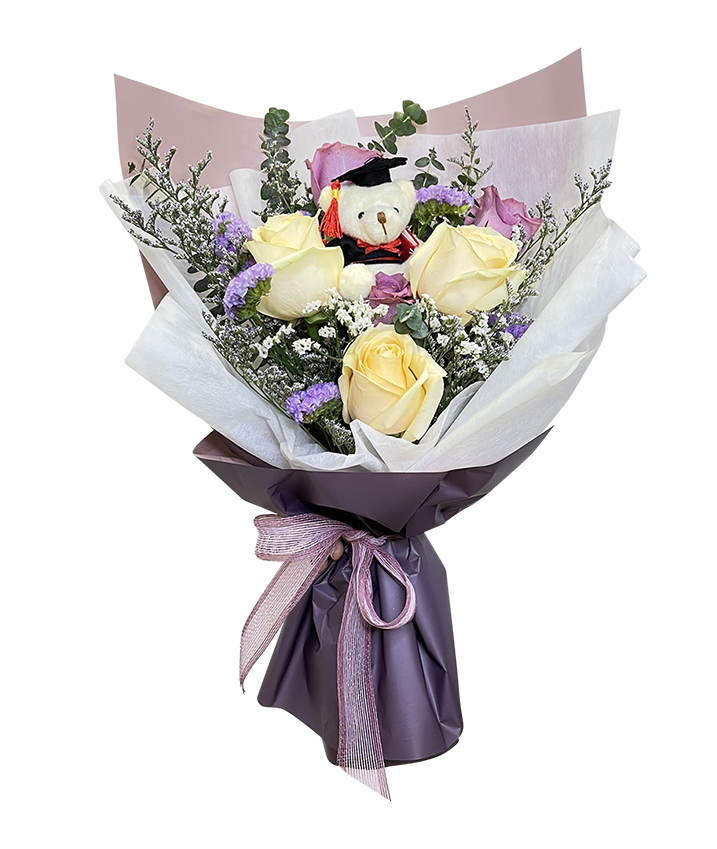 Lavender and Champagne Rose Graduation Bouquet