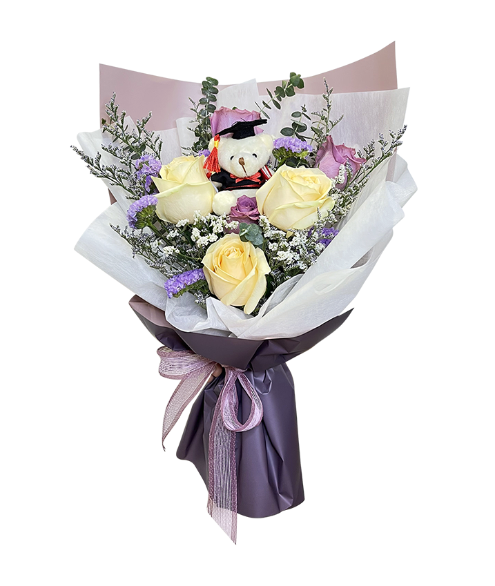 Lavender and Champagne Rose Graduation Bouquet