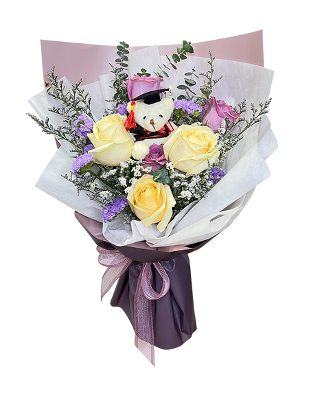Lavender and Champagne Rose Graduation Bouquet