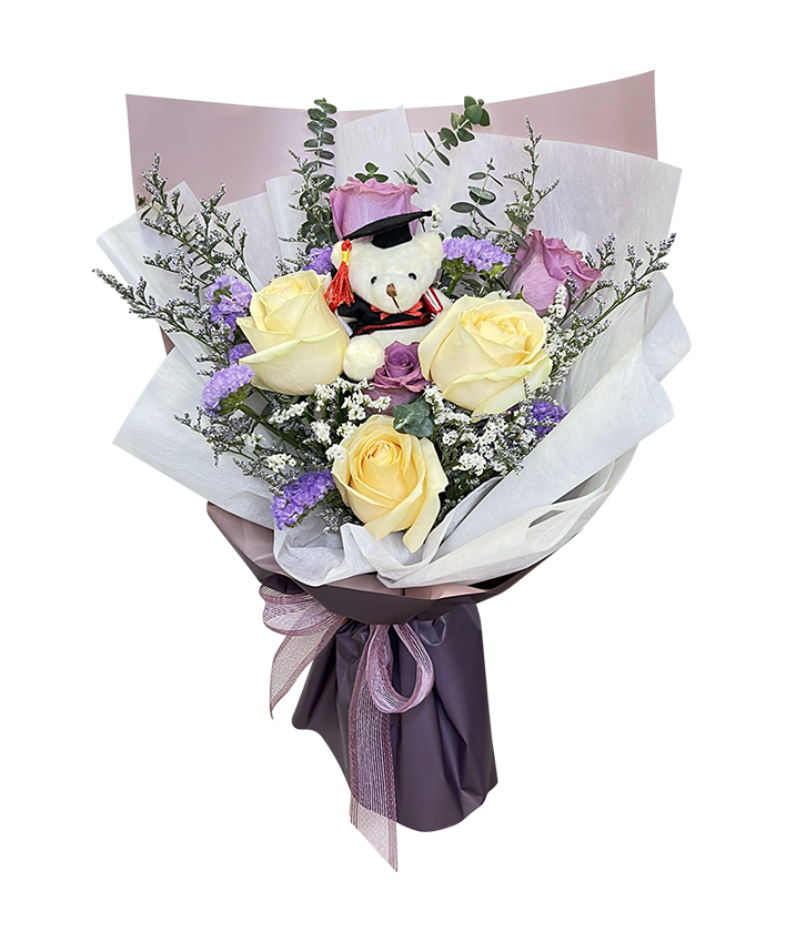 Lavender and Champagne Rose Graduation Bouquet