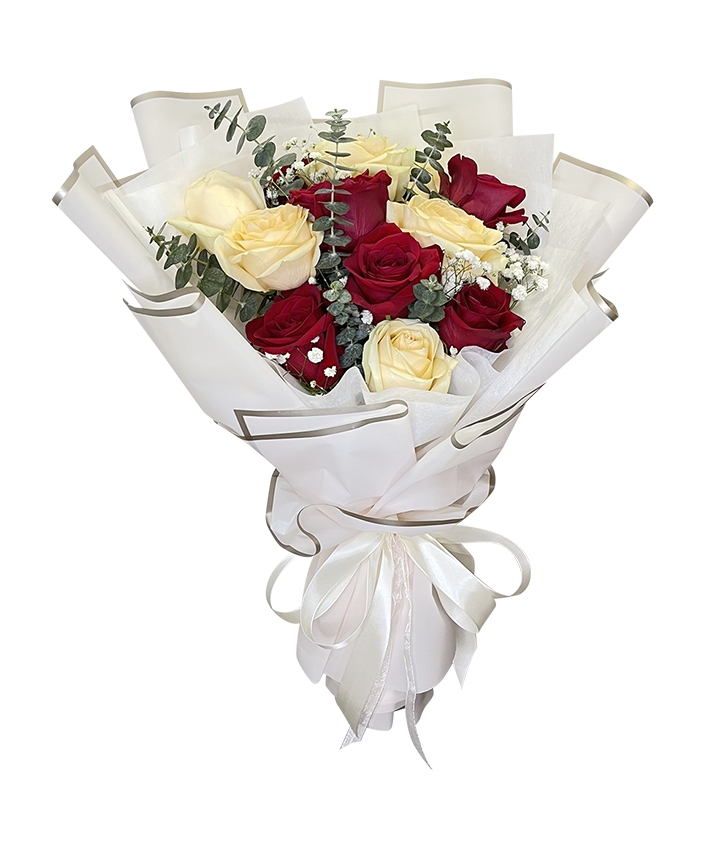 Scarlet Champagne Rose Bouquet