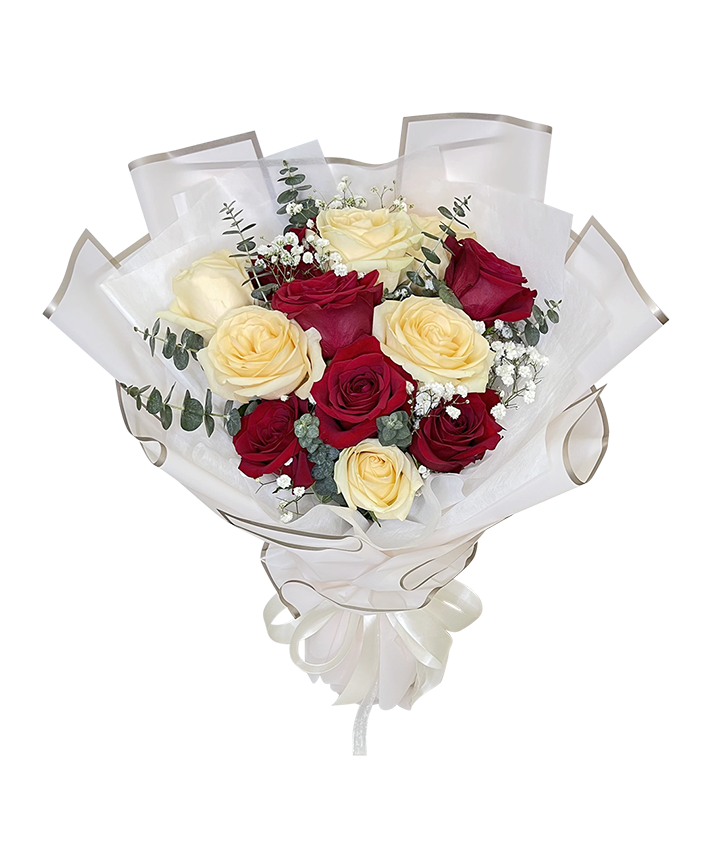 Scarlet Champagne Rose Bouquet
