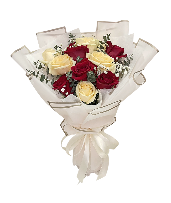 Scarlet Champagne Rose Bouquet