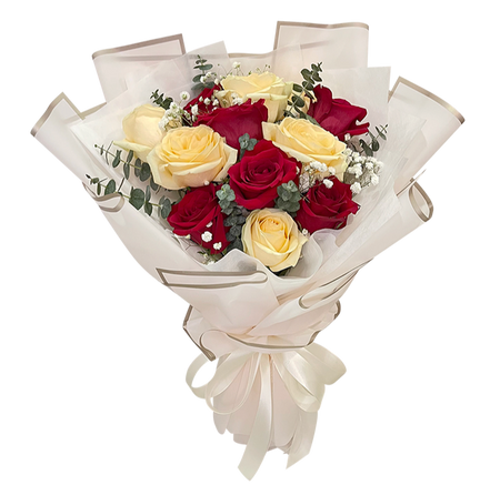 Scarlet Champagne Rose Bouquet