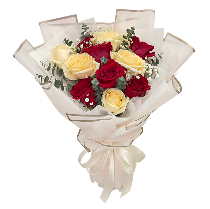 Scarlet Champagne Rose Bouquet