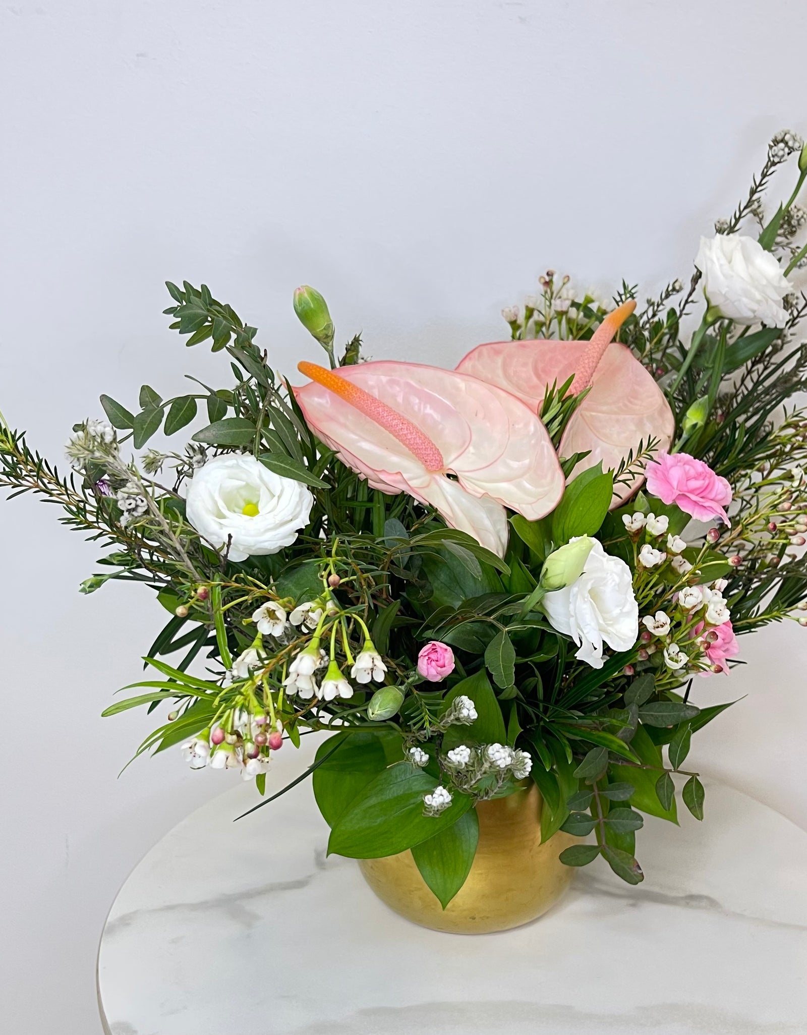 Lush Pink Anthurium Table Top Arrangement