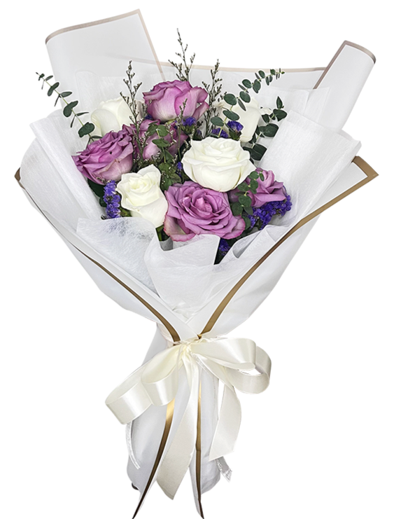 Lavender Ivory Rose Bouquet