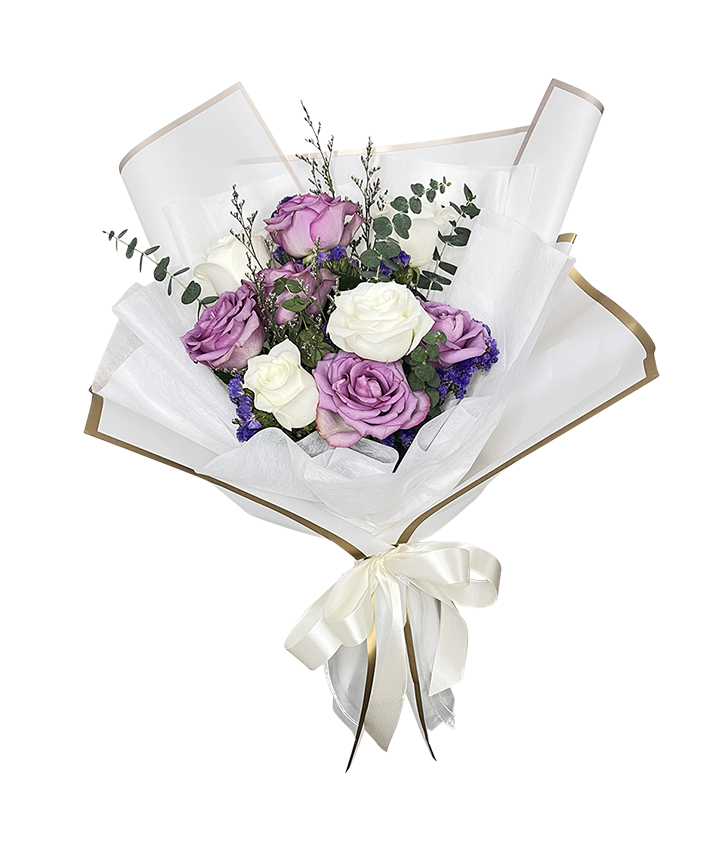 Lavender Ivory Rose Bouquet