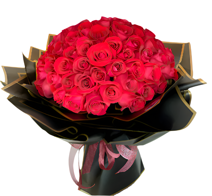 99 Red Roses I Eternal Love Grand Bouquet in Black & Gold