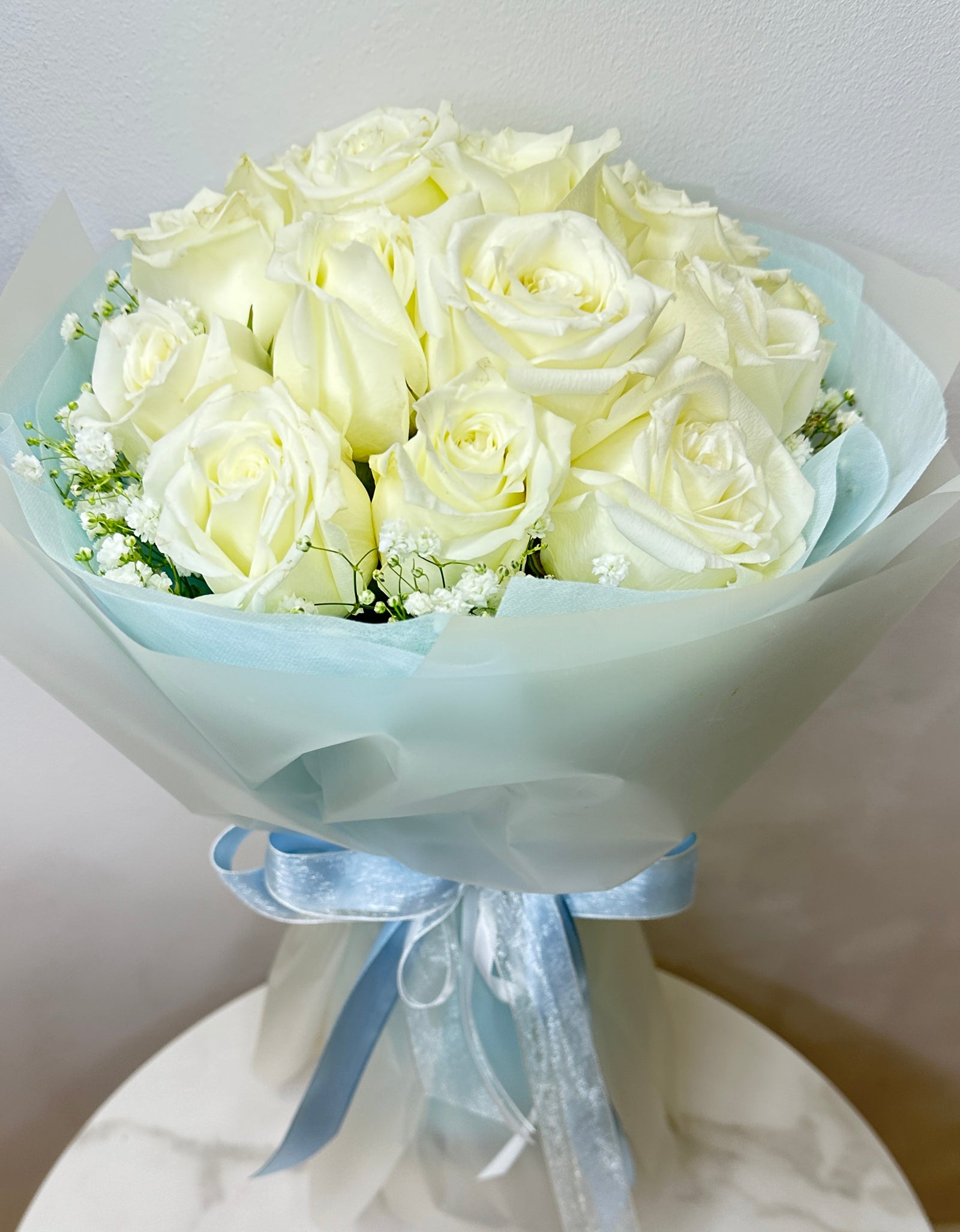 Sweet and Pure White Rose Bouquet